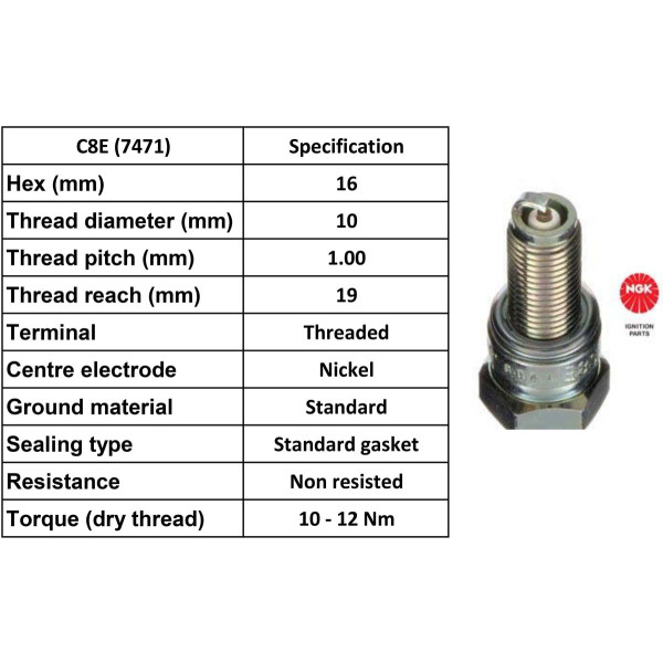 NGK NGK Spark Plug C8E Plugs [Box 10]